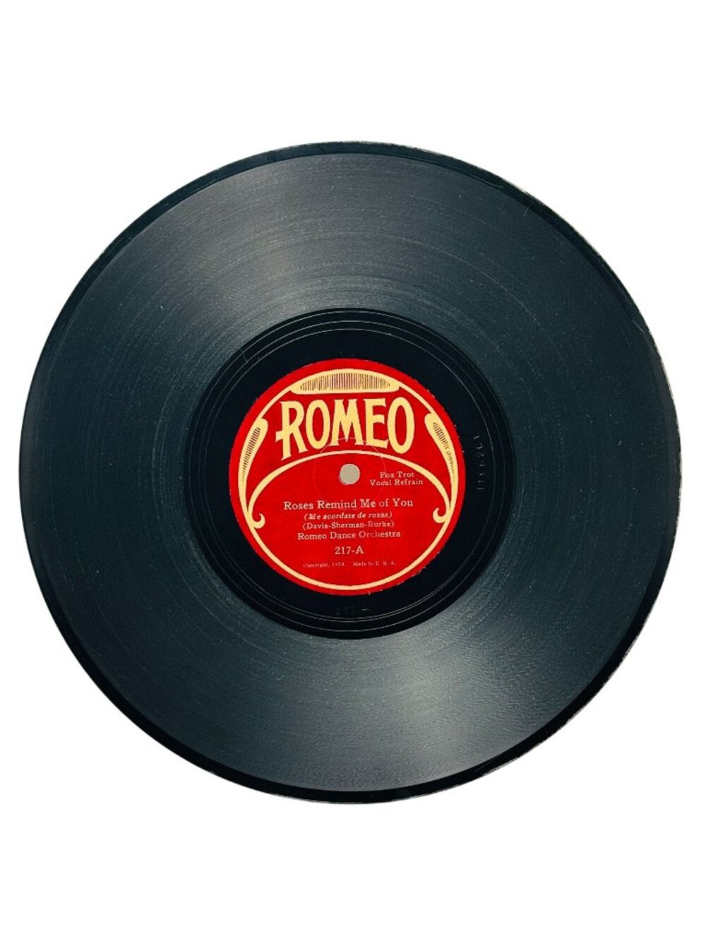 Romeo Dance Orchestra Roses Remind Me Of You Shellac 78 RPM 1926 Romeo 217 VG+